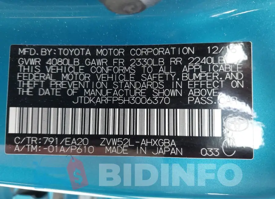 JTDKARFP5H3006370 Photo# 9