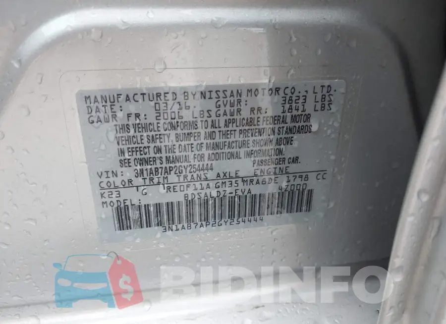 3N1AB7AP2GY254444 Photo# 9