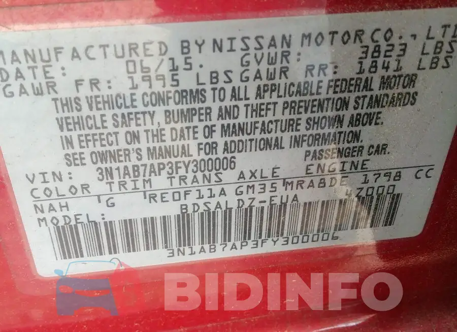 3N1AB7AP3FY300006 Photo# 9