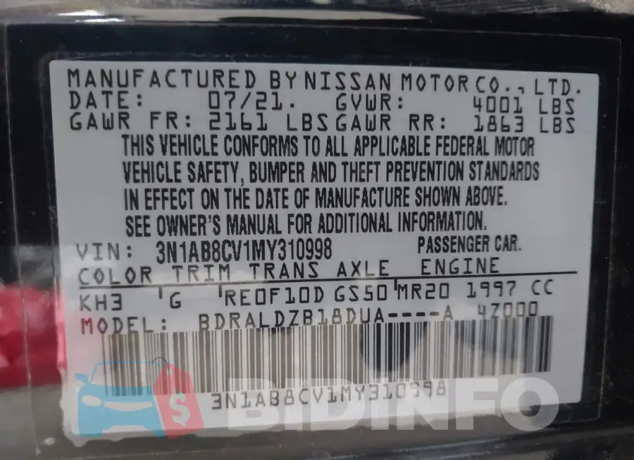 3N1AB8CV1MY310998 Photo# 9