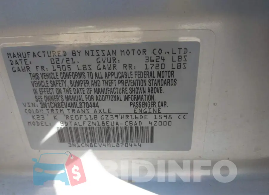 3N1CN8EV4ML870444 Photo# 9