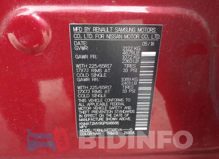 KNMAT2MV9GP698686 Photo# 9