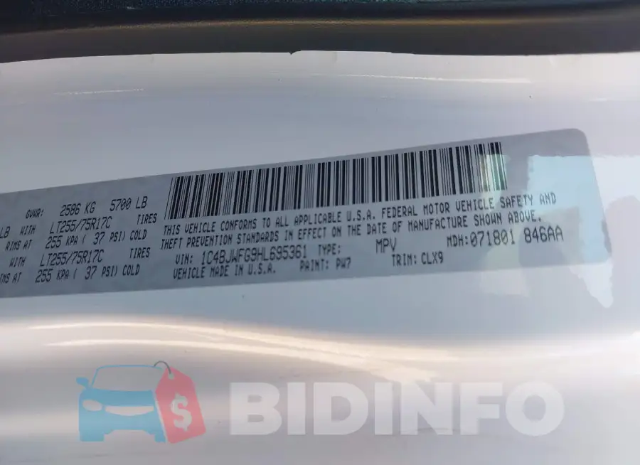1C4BJWFG9HL695361 Photo# 9