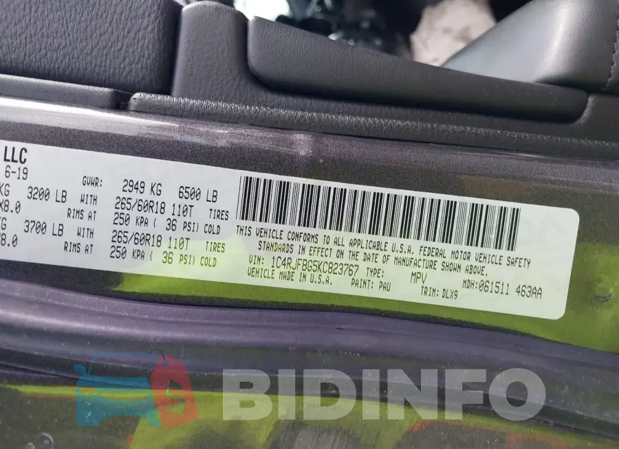 1C4RJFBG5KC823767 Photo# 9