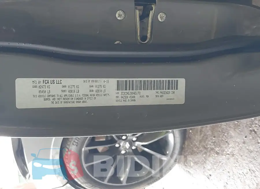 2C3CDXGJ5KH651751 Photo# 9