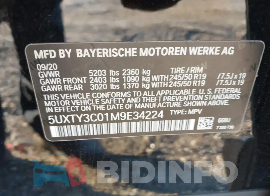 5UXTY3C01M9E34224 Photo# 9