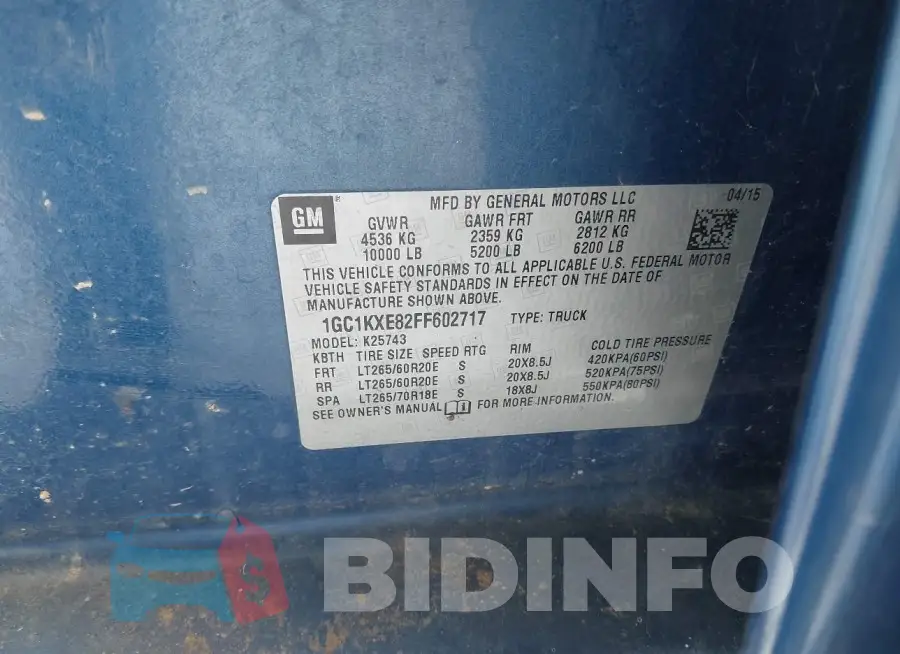 1GC1KXE82FF602717 Photo# 9