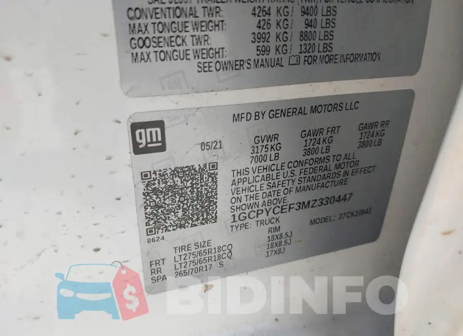 1GCPYCEF3MZ330447 Photo# 9