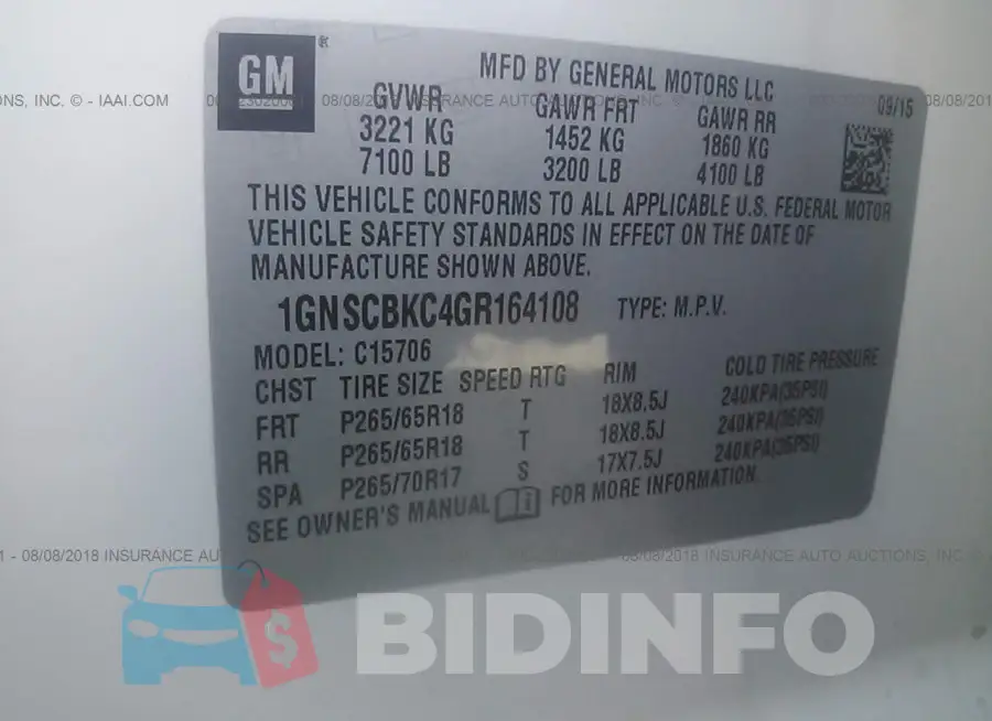 1GNSCBKC4GR164108 Photo# 9
