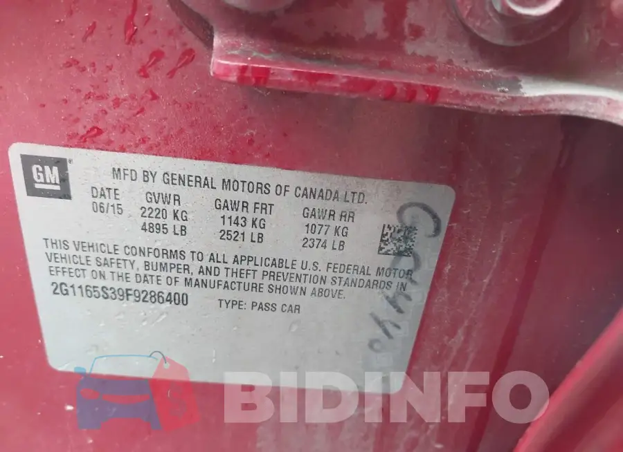2G1165S39F9286400 Photo# 9