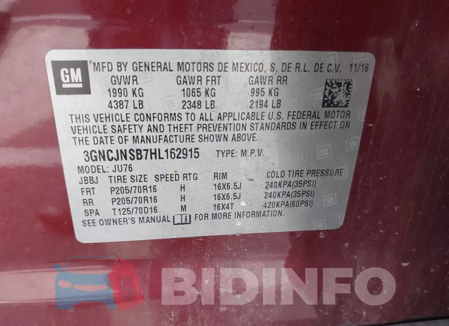 3GNCJNSB7HL162915 Photo# 9