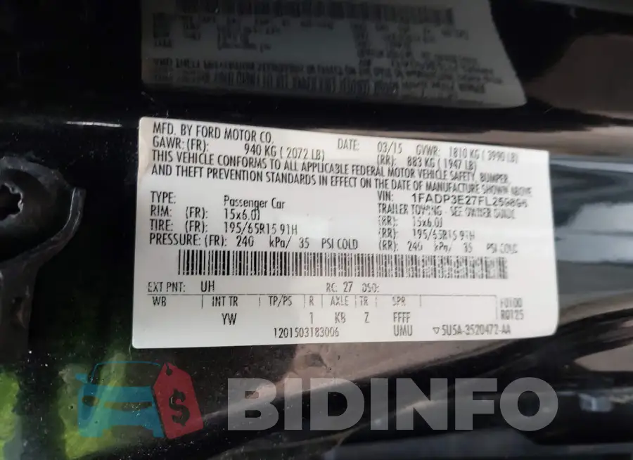 1FADP3E27FL259896 Photo# 9
