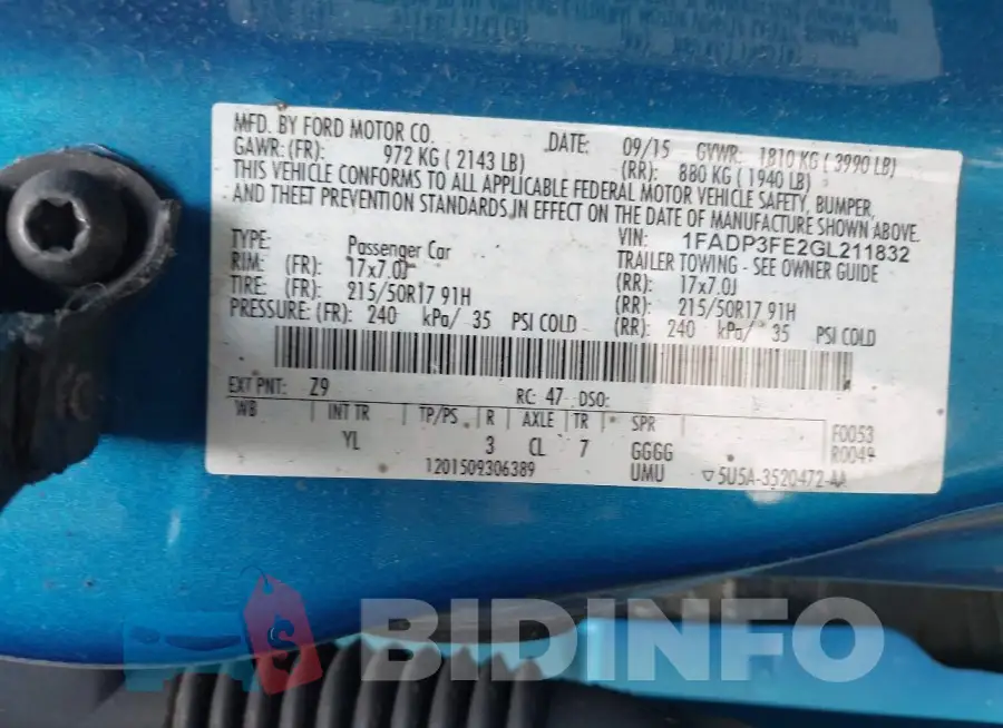 1FADP3FE2GL211832 Photo# 9