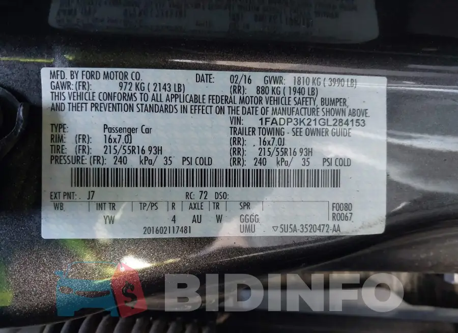 1FADP3K21GL284153 Photo# 9