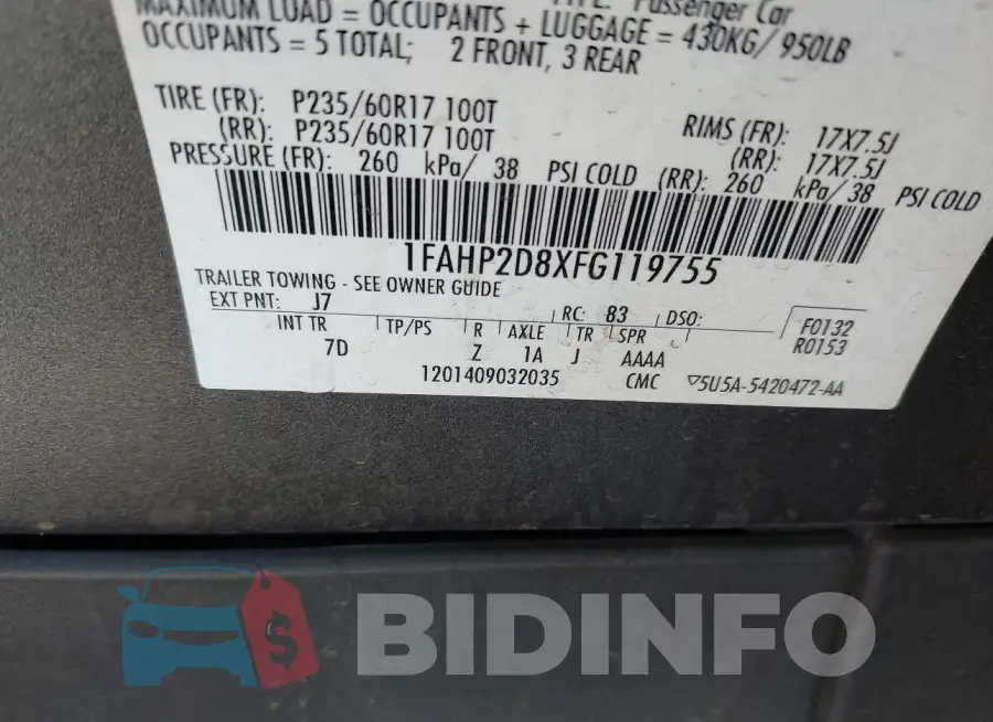 1FAHP2D8XFG119755 Photo# 9