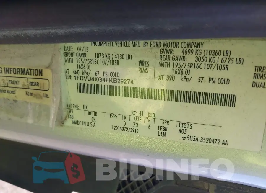 1FDVU4XG4FKB29274 Photo# 8