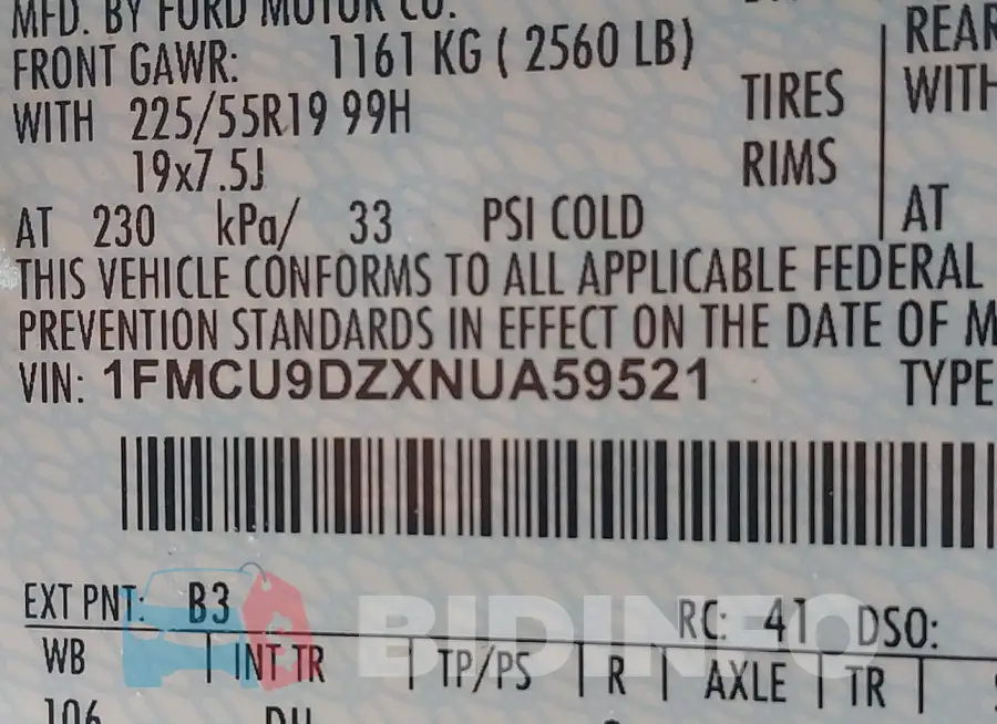 1FMCU9DZXNUA59521 Photo# 9