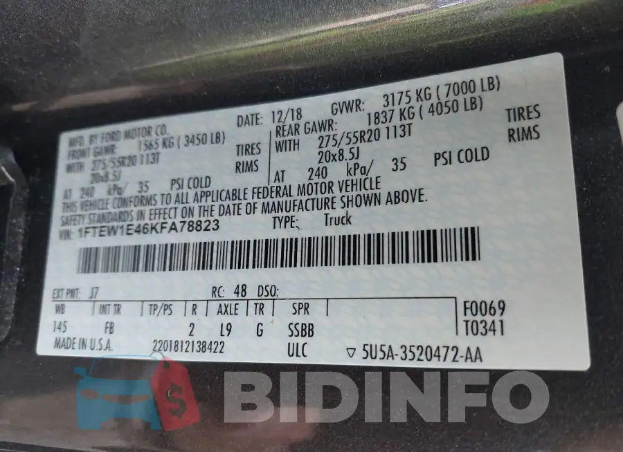 1FTEW1E46KFA78823 Photo# 9