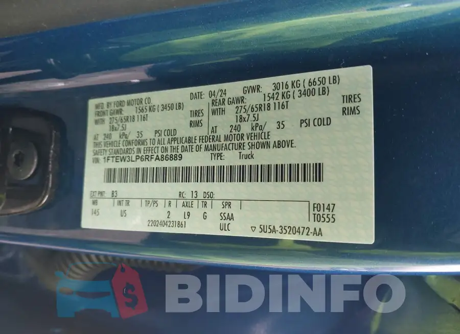 1FTEW3LP6RFA86889 Photo# 9