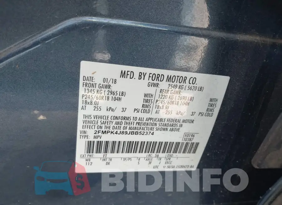 2FMPK4J89JBB52374 Photo# 9