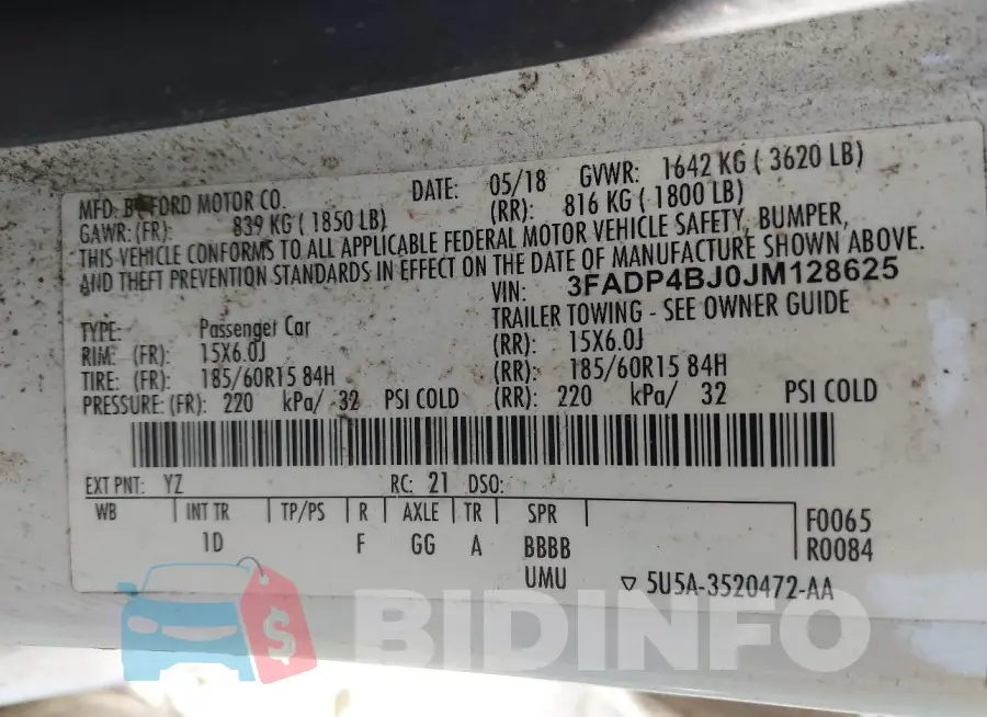 3FADP4BJ0JM128625 Photo# 9