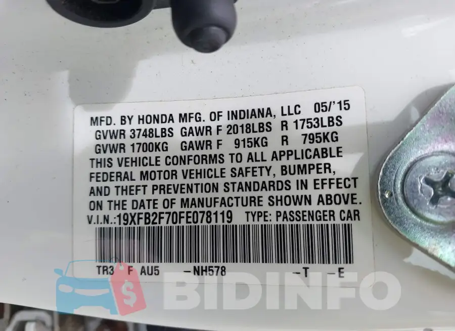19XFB2F70FE078119 Photo# 9
