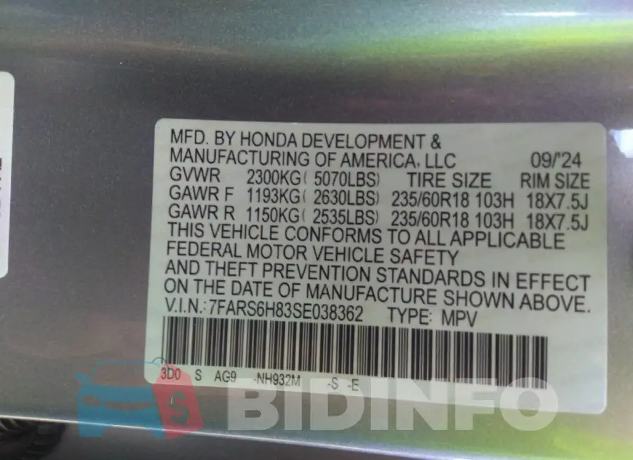 7FARS6H83SE038362 Photo# 9