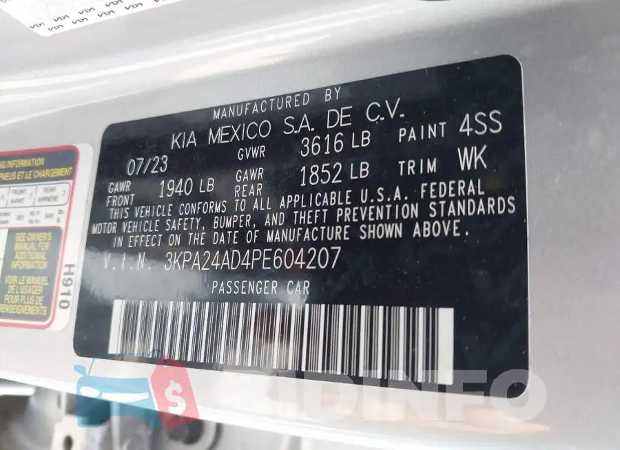 3KPA24AD4PE604207 Photo# 9