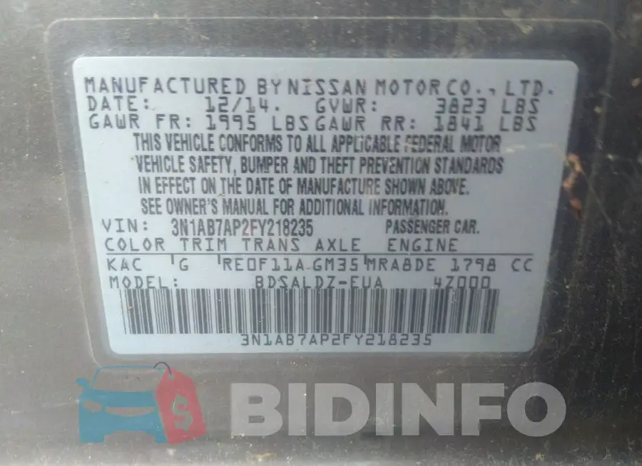 3N1AB7AP2FY218235 Photo# 9