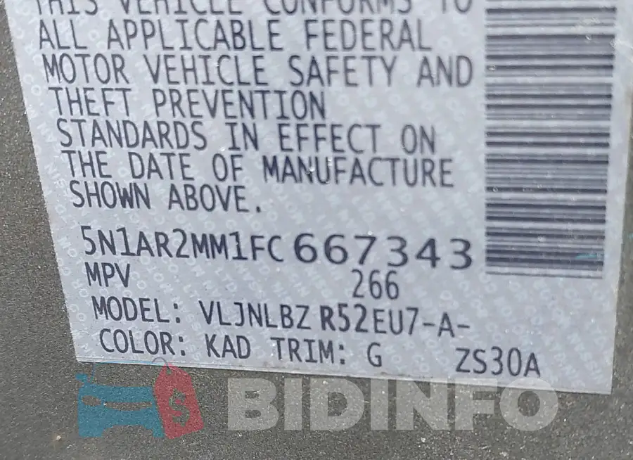 5N1AR2MM1FC667343 Photo# 9