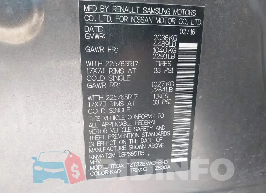 KNMAT2MT1GP665115 Photo# 9