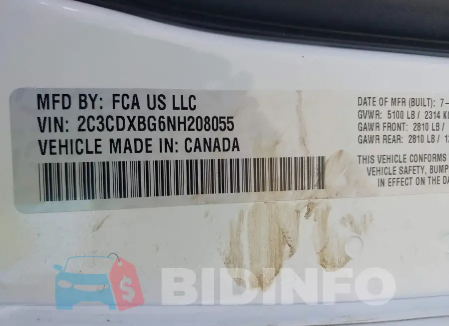 2C3CDXBG6NH208055 Photo# 9