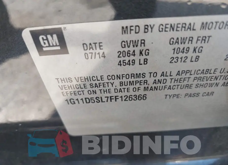 1G11D5SL7FF126366 Photo# 9