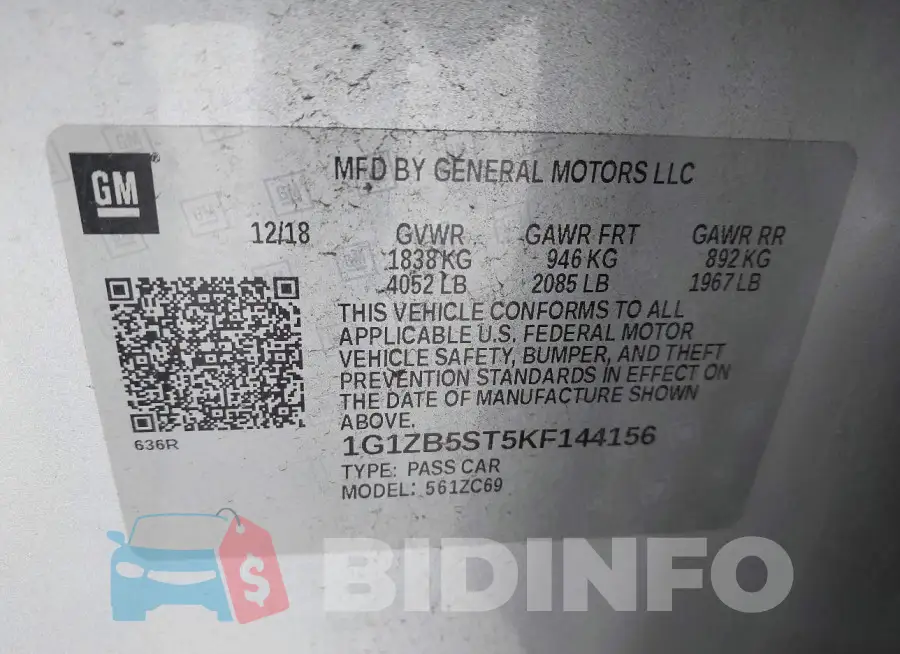1G1ZB5ST5KF144156 Photo# 9
