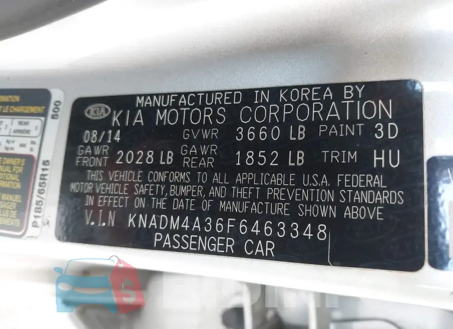 KNADM4A36F6463348 Photo# 9