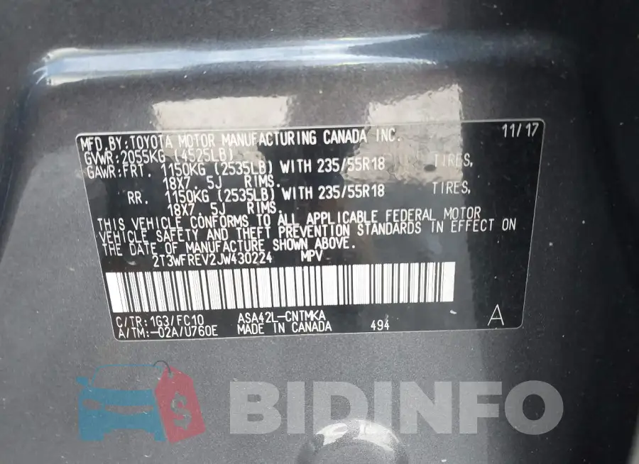 2T3WFREV2JW430224 Photo# 9