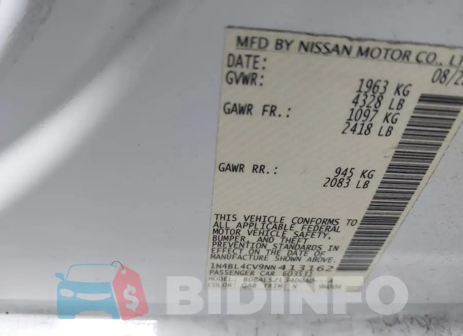 1N4BL4CV9NN413162 Photo# 9