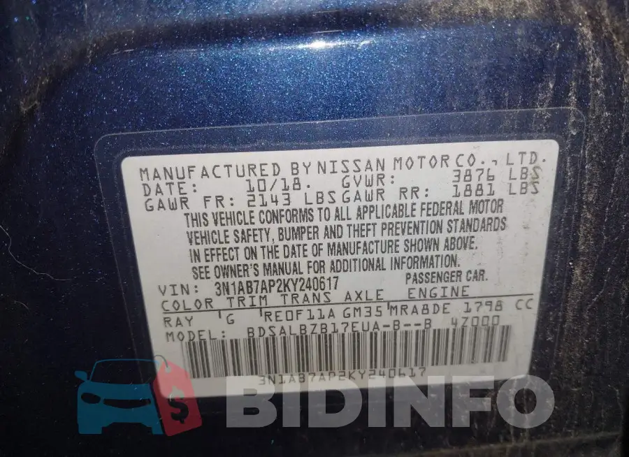 3N1AB7AP2KY240617 Photo# 9