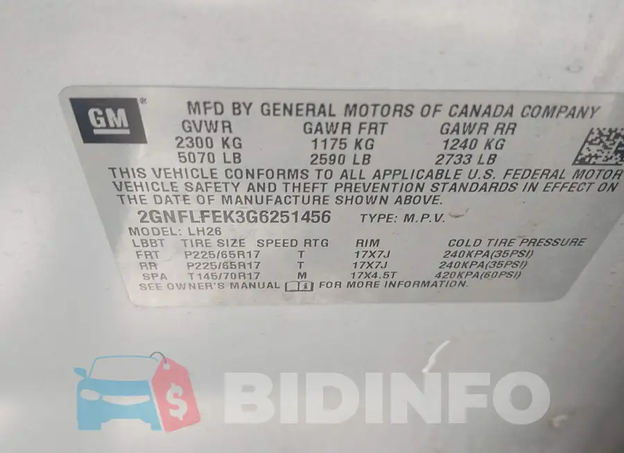 2GNFLFEK3G6251456 Photo# 9