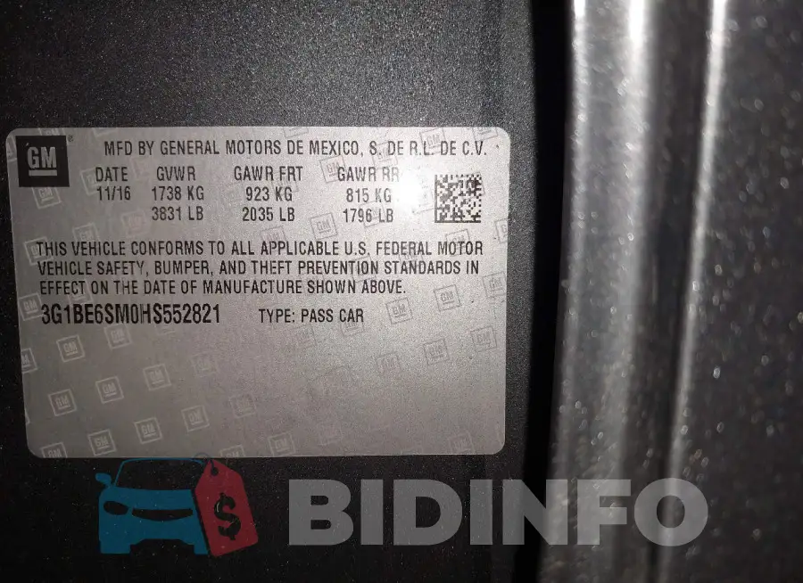 3G1BE6SM0HS552821 Photo# 9