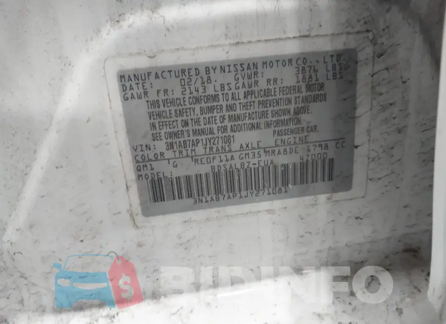 3N1AB7AP1JY271081 Photo# 9
