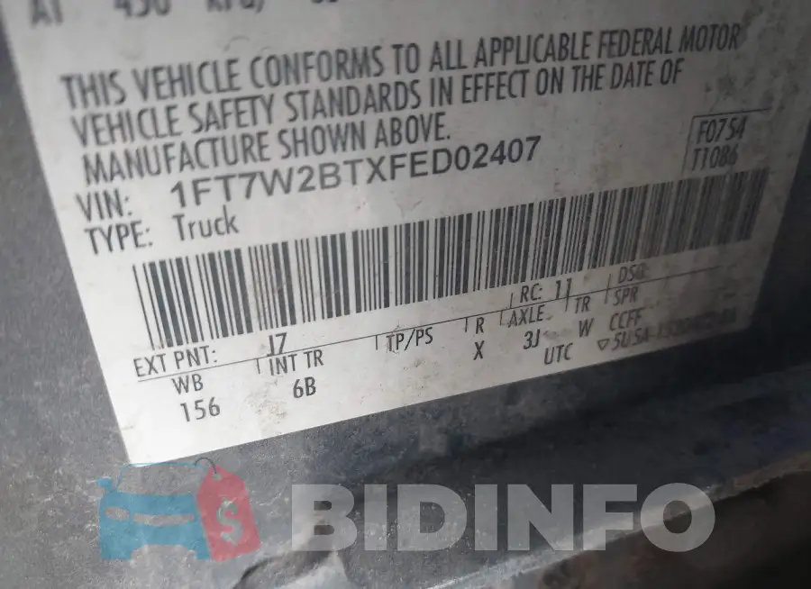 1FT7W2BTXFED02407 Photo# 9