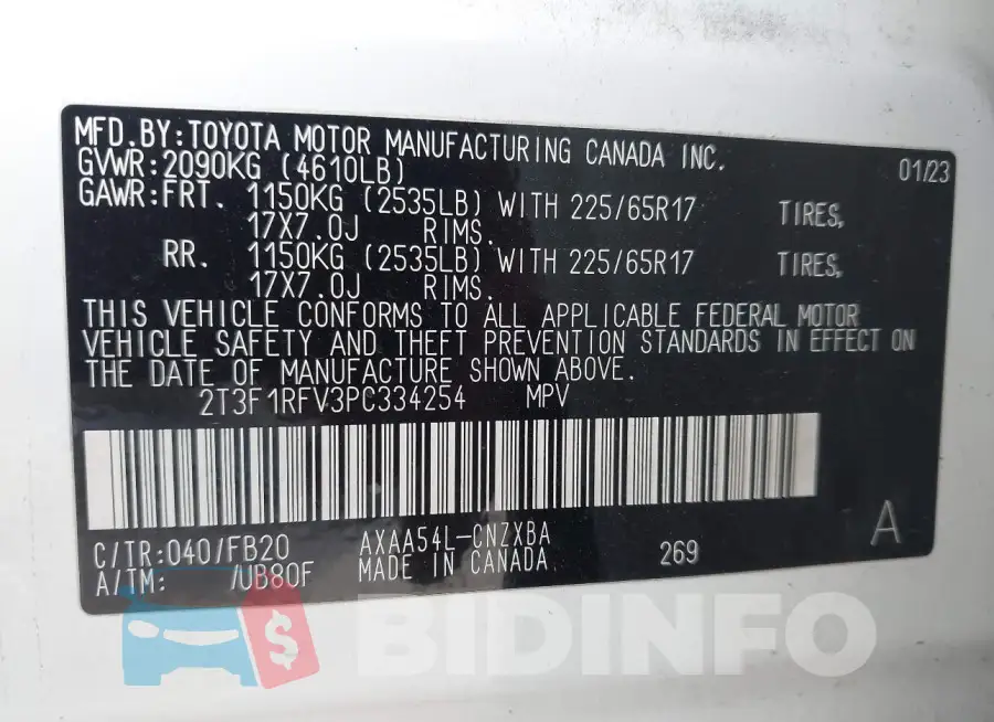 2T3F1RFV3PC334254 Photo# 9