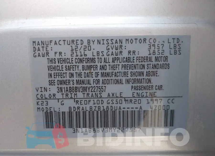 3N1AB8BV3MY227557 Photo# 9