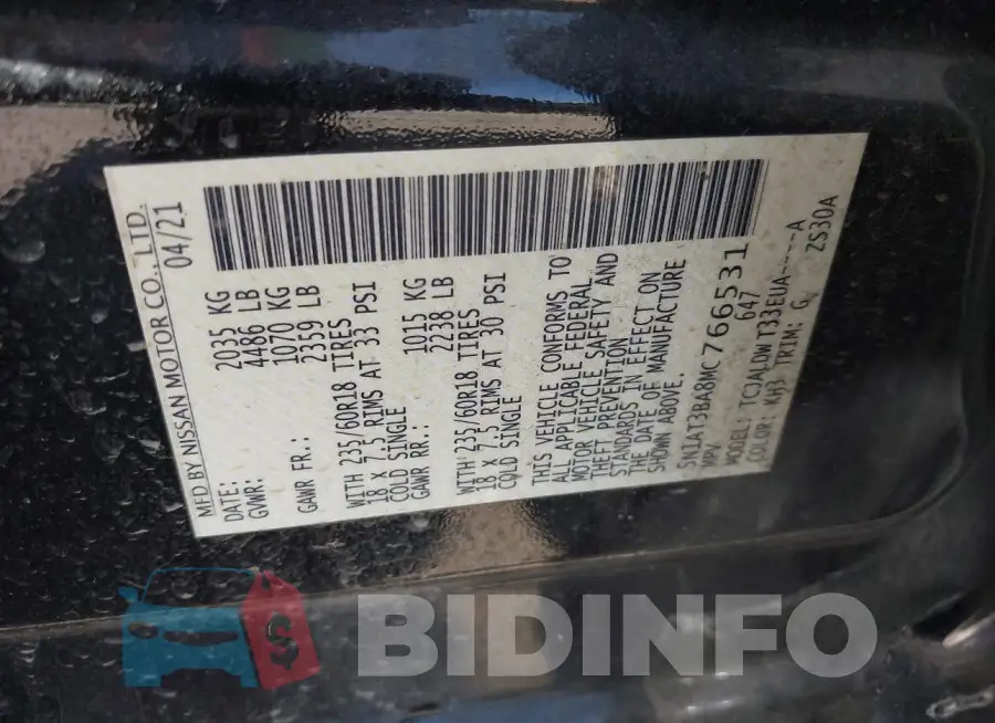5N1AT3BA8MC766531 Photo# 9