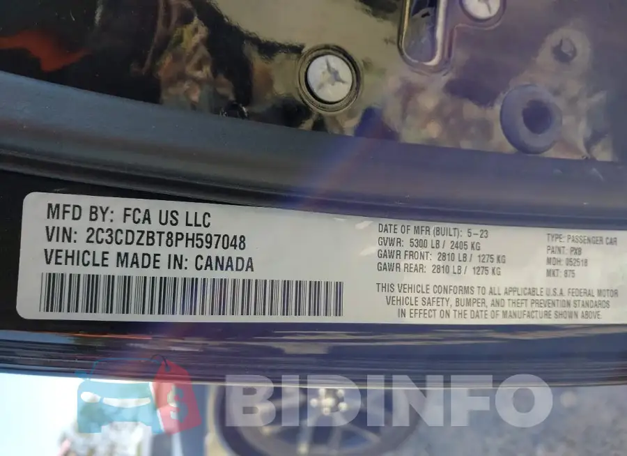 2C3CDZBT8PH597048 Photo# 9