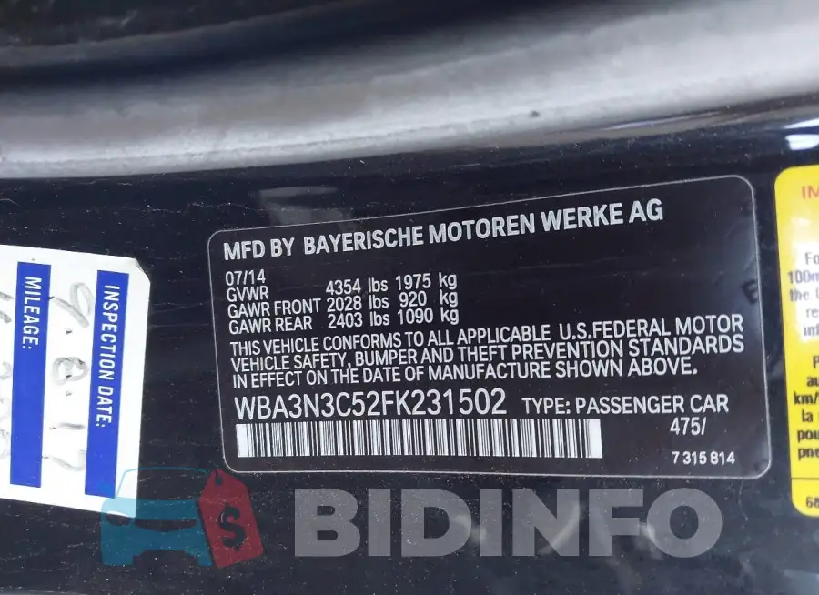 WBA3N3C52FK231502 Photo# 9