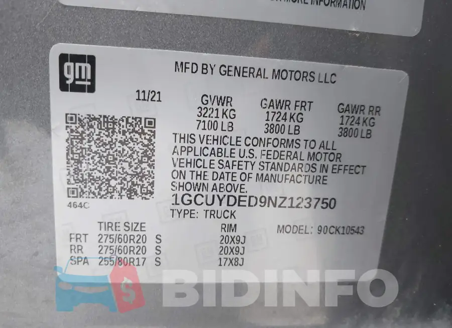 1GCUYDED9NZ123750 Photo# 9