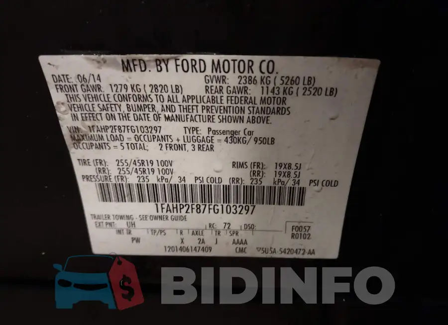1FAHP2F87FG103297 Photo# 9