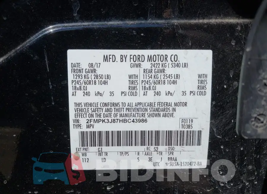 2FMPK3J87HBC43986 Photo# 9